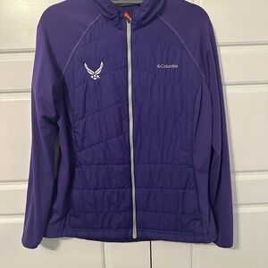 Columbia Purple Jacket with Red Omni-Heat Patch with Air Force Logo